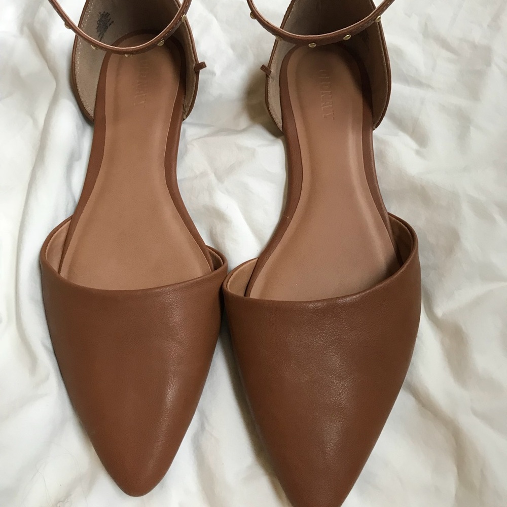 Cognac Brown Studded Ankle Strap Shoes Sz 9